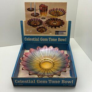 Vintage Federal Glass Celestial Gem-Tone Bowl with original box